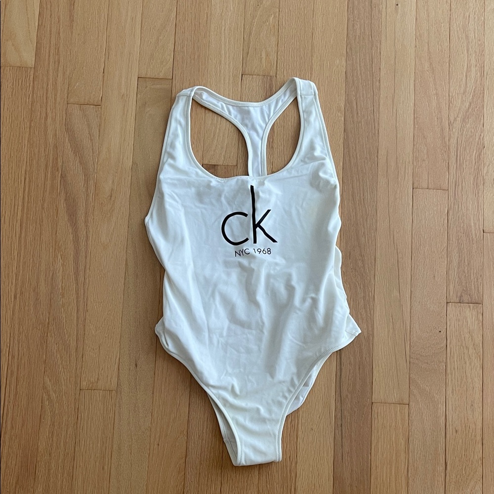 Calvin Klein White Swimsuit with Logo